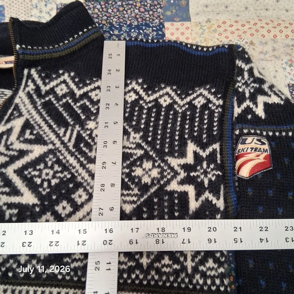 Dale of Norway US Ski Team Navy Blue Fair Isle Snowflake Sweater Size Medium